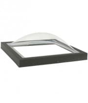 A dome top VELUX Commercial Skylight to be set on a roof on a white background.