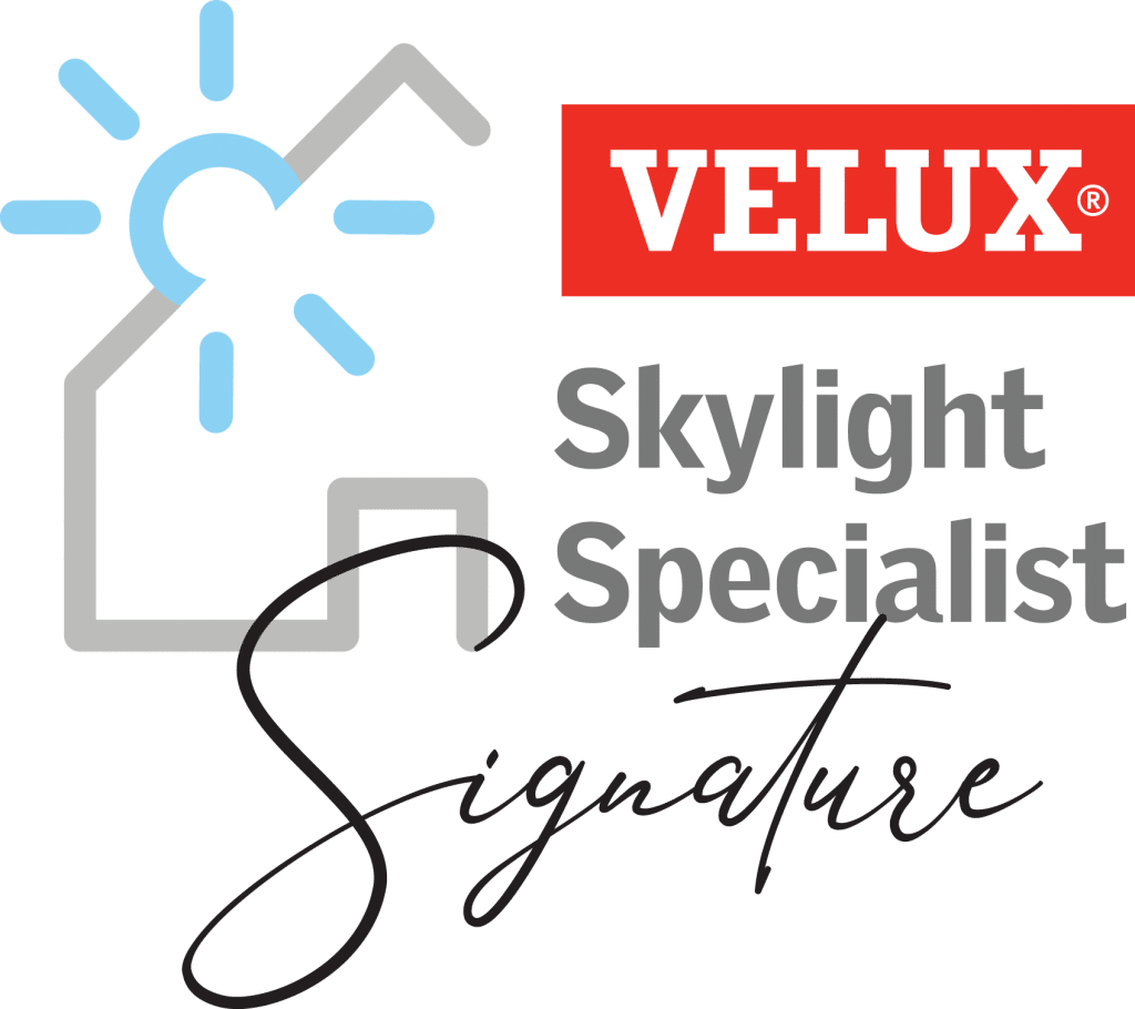 A transparent background graphic with the VELUX skylight specialist signature logo for Wisconsin Sunlight Solutions.
